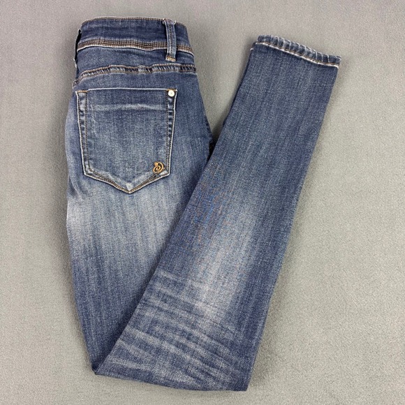 Indigo Rein Denim - Indigo Rein Womens Skinny Jeans Size 7 Dark Wash Whiskered Stretch Denim Slim